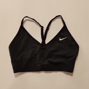 Nike Women's Black Sports Bra with White Logo